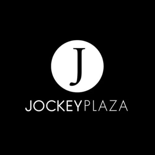 Logotipo blanco y negro del centro comercial Jockey Plaza con letra J